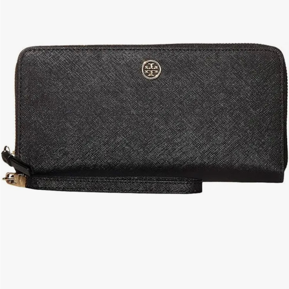 Tory Burch Black Robinson Passport Continental Wallet